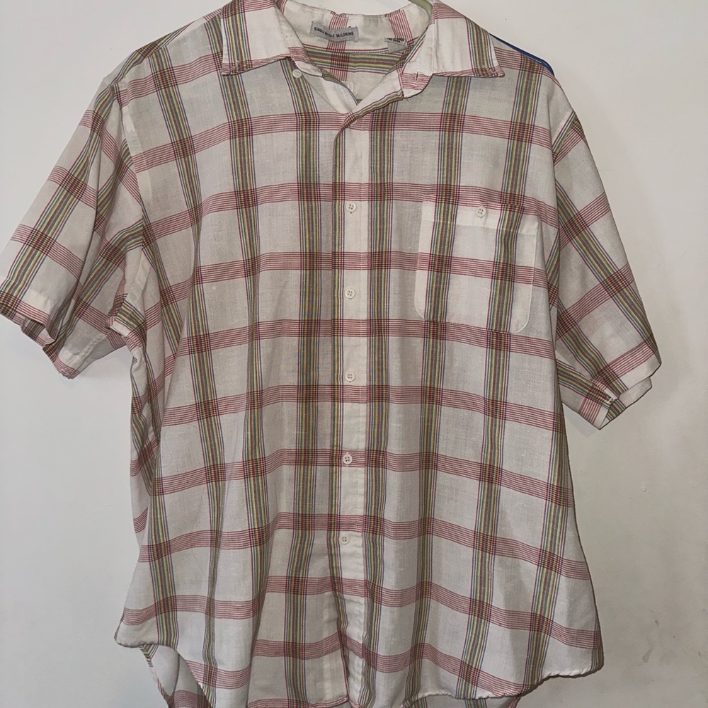 London Fog Red and White Plaid Shirt
